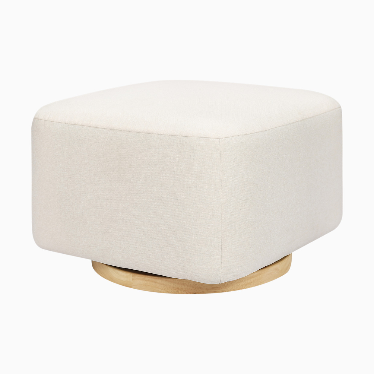 babyletto Kiwi Gliding Ottoman - Performance Cream Eco-Weave With Light Wood Base.