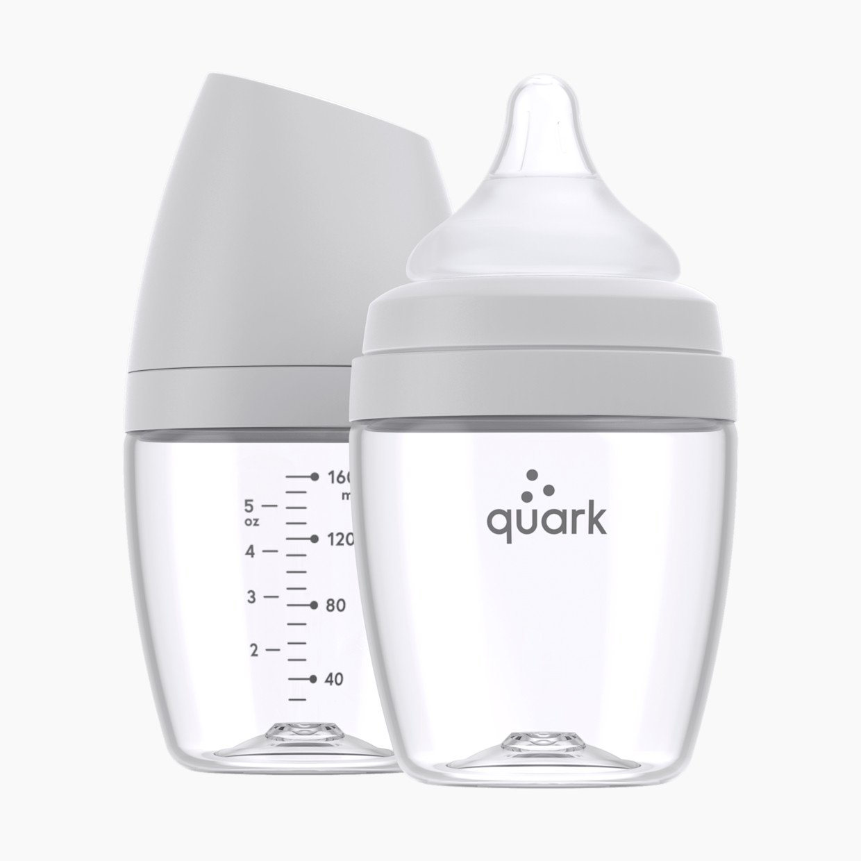 Quark BuubiBottle Hybrid Baby Bottles (2 pack) - Grey, 5oz, 2.