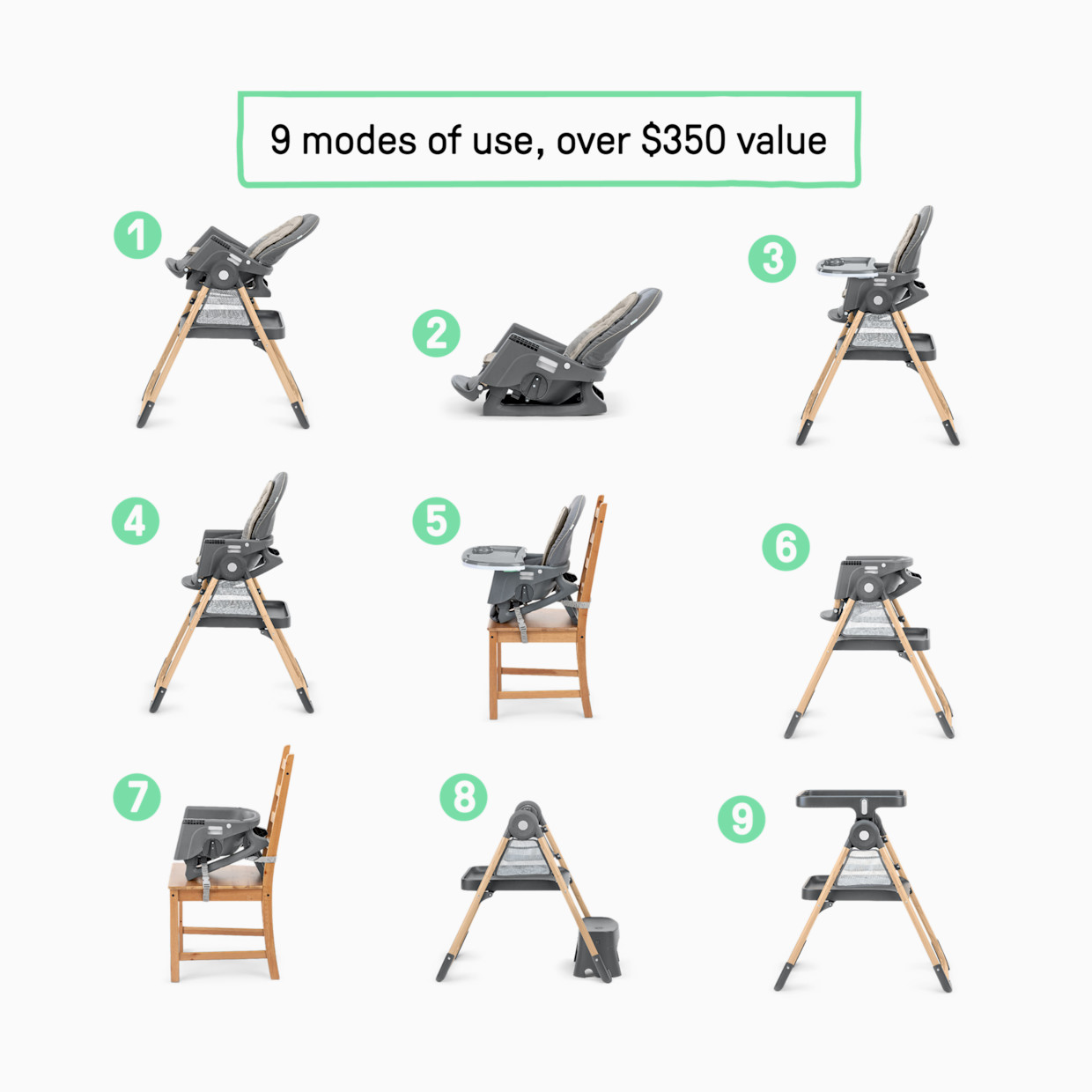 Ingenuity Proper Positioner Create Up! Multi-Mode Folding High Chair - Wesley.