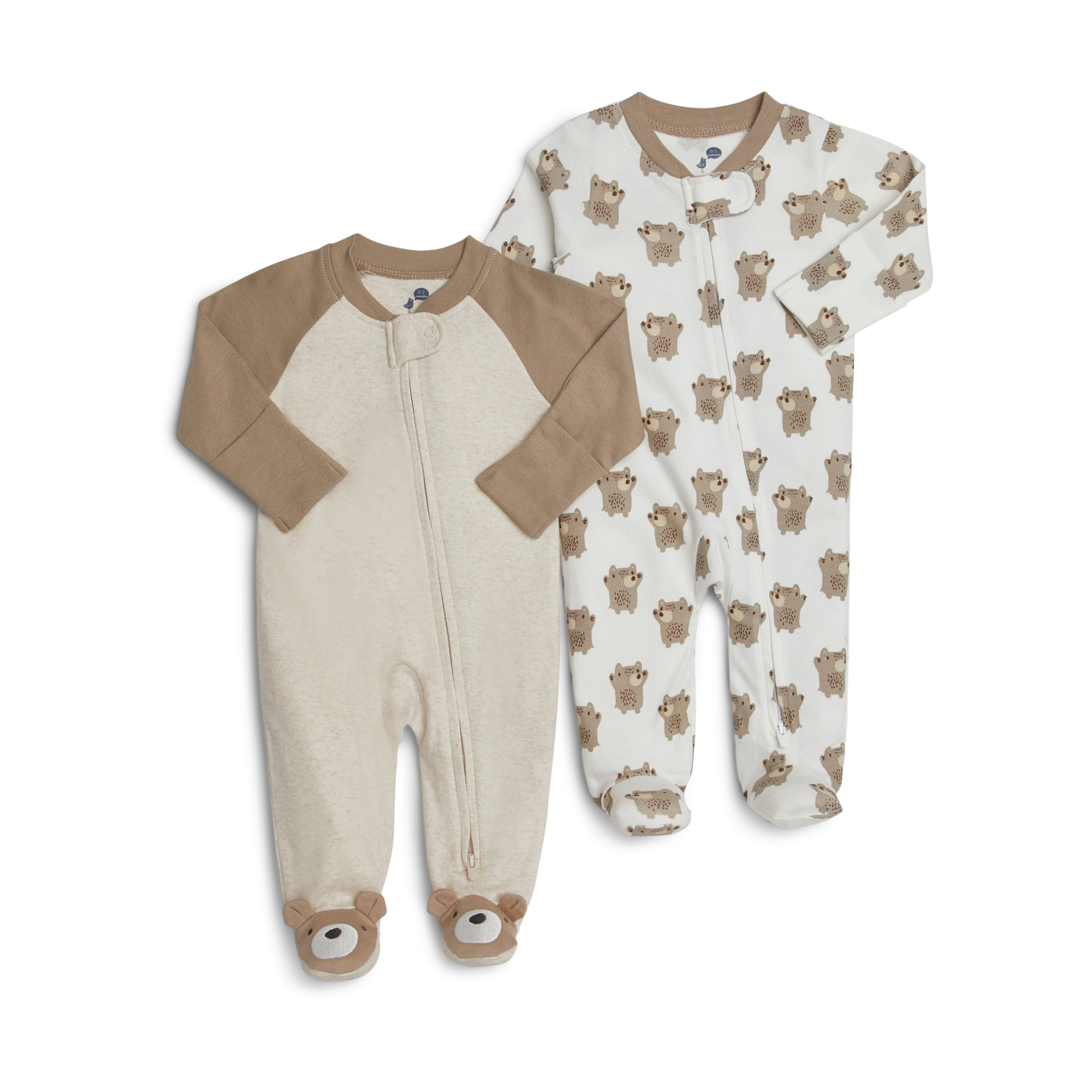 Small Story Organic Cotton 2-Way Zip Footie (2 Pack).
