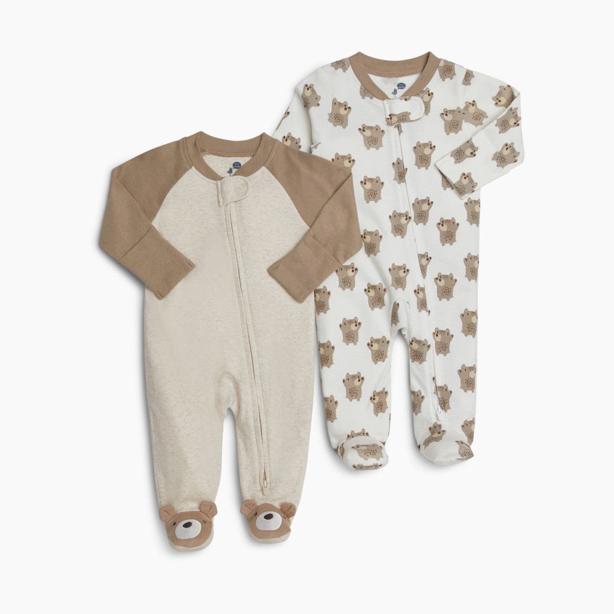 Small Story Printed Footie (2 Pack) - Neutral Bears, 3-6 M.