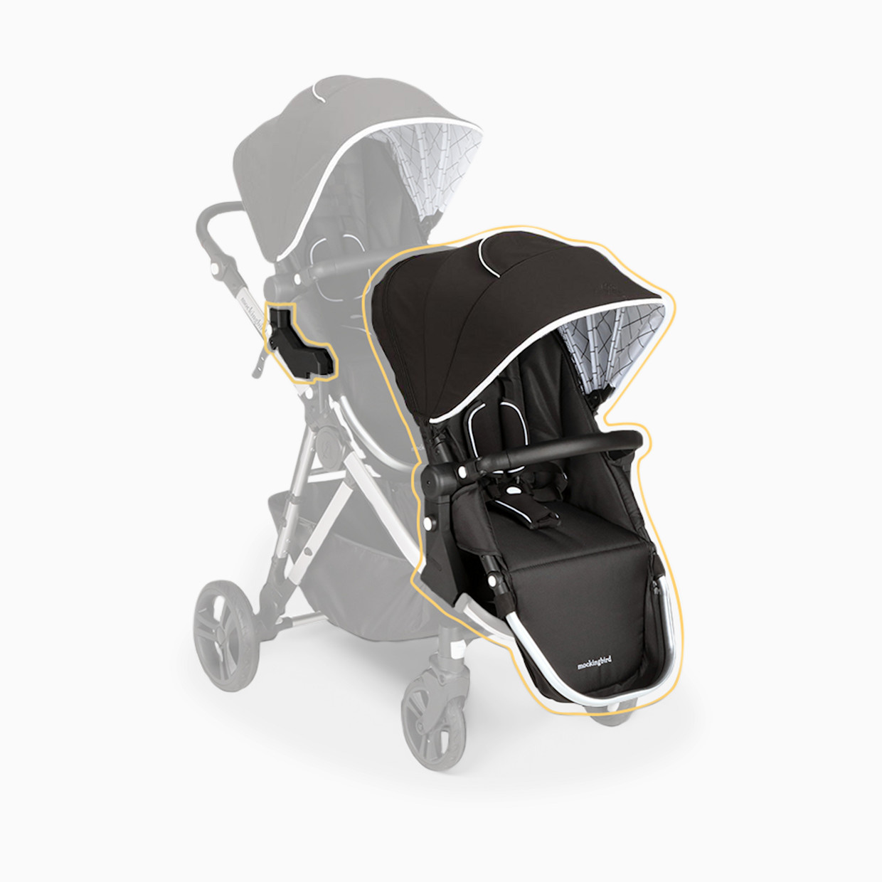 Mockingbird 2nd Seat Kit 2.0 - Black/Windowpane Canopy With Black Leather (2020).