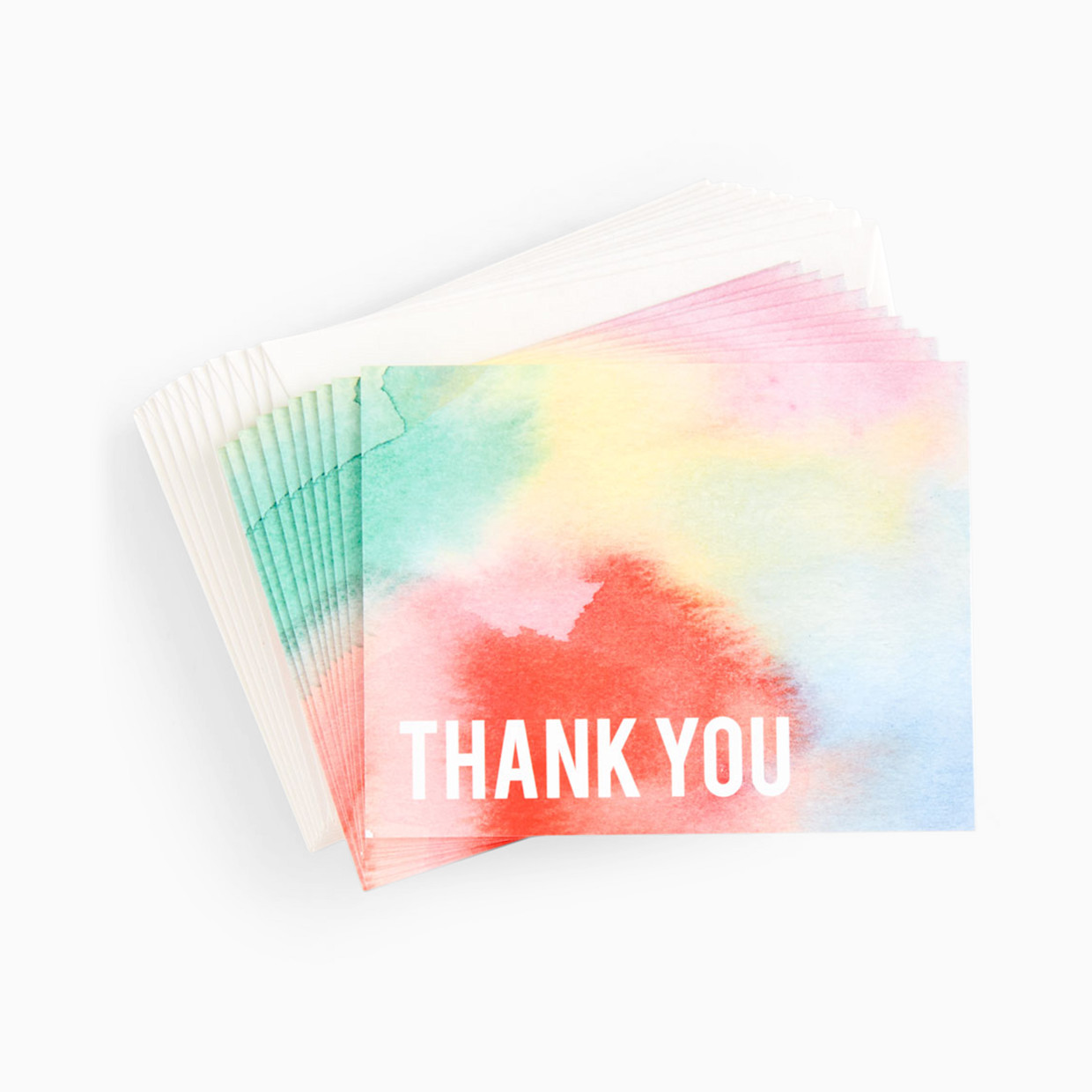 Paper Source Rainbow Watercolor Thank You Card Set (10).