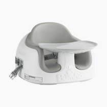 Bumbo 3-in-1 Baby Multi Seat Booster with Feeding Tray, 6-36 Months Old, Cool Grey - High Chair and Floor Seat Accessory for Babies, Infants, and Toddlers