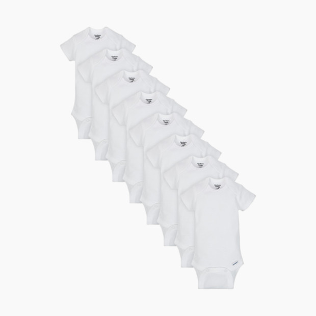 Gerber Short Sleeve Solid Onesies Bodysuits (8 Pack) - White, 0-3 M.