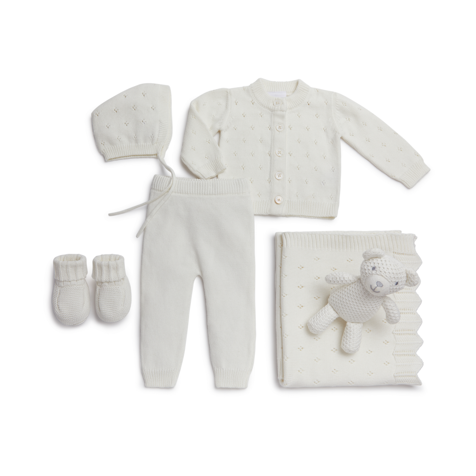Loomsake 6-Piece Pointelle Sweater Gift Set - Ivory, 0-3 M.