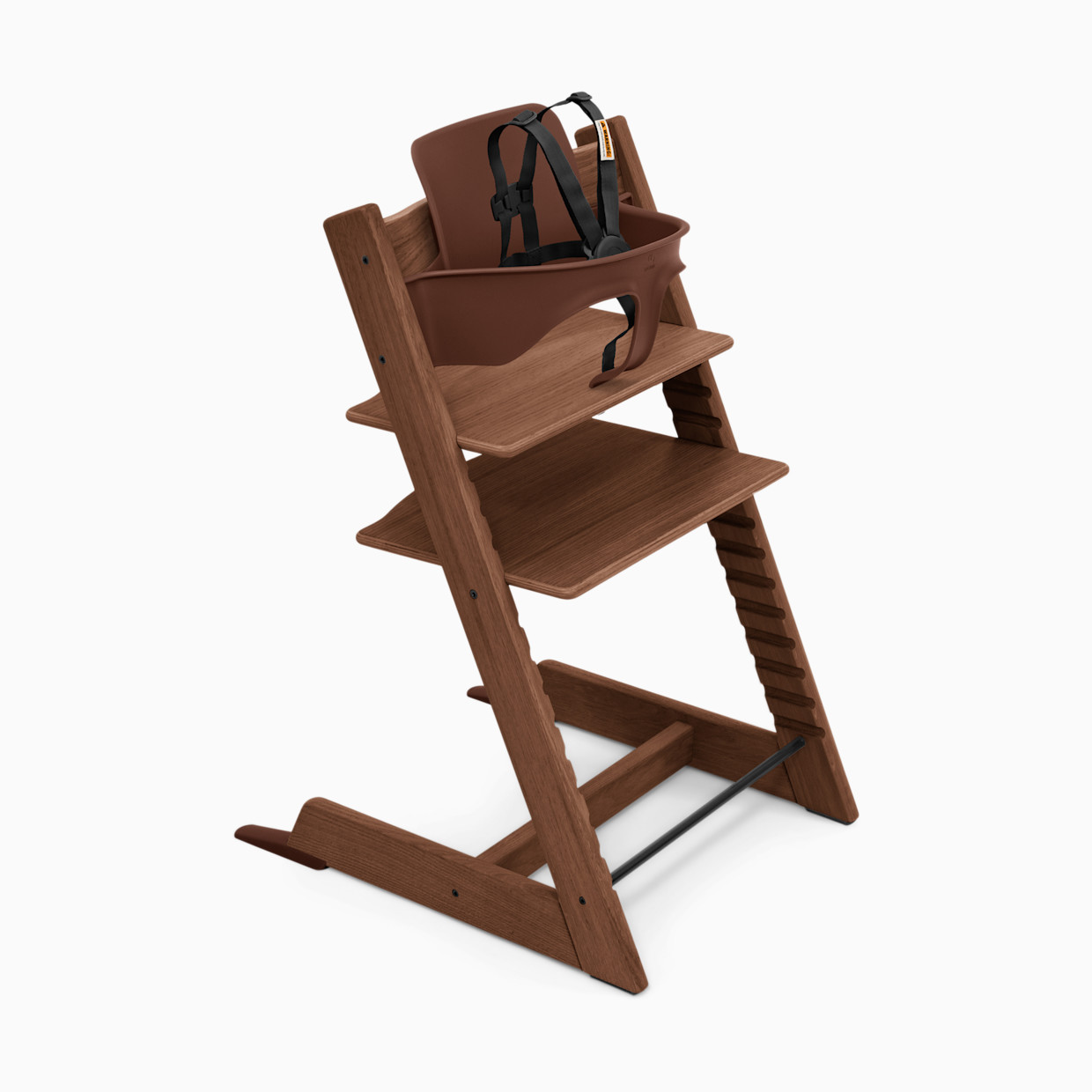 Stokke Tripp Trapp High Chair² - Oak Warm Brown W/ Black Harness.