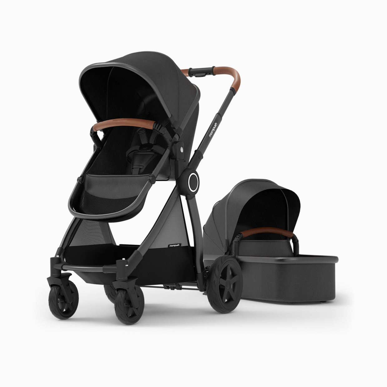 Mompush Ultimate 2 Stroller & Bassinet - Black.