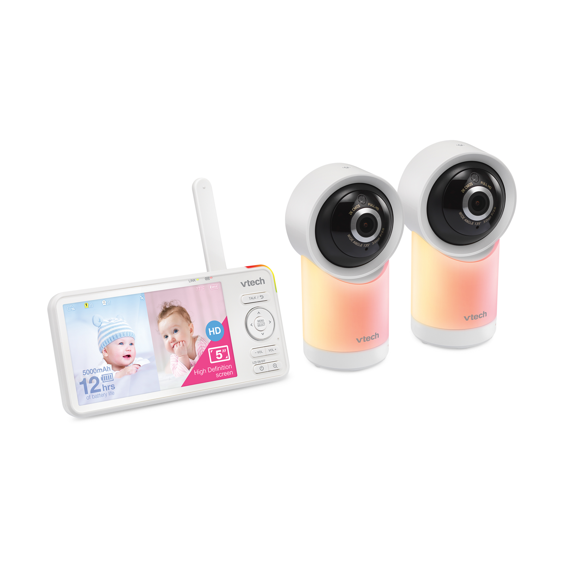 VTech RM5766-2HD 2 Camera 5" Smart 1080p Pan & Tilt Video Monitor.