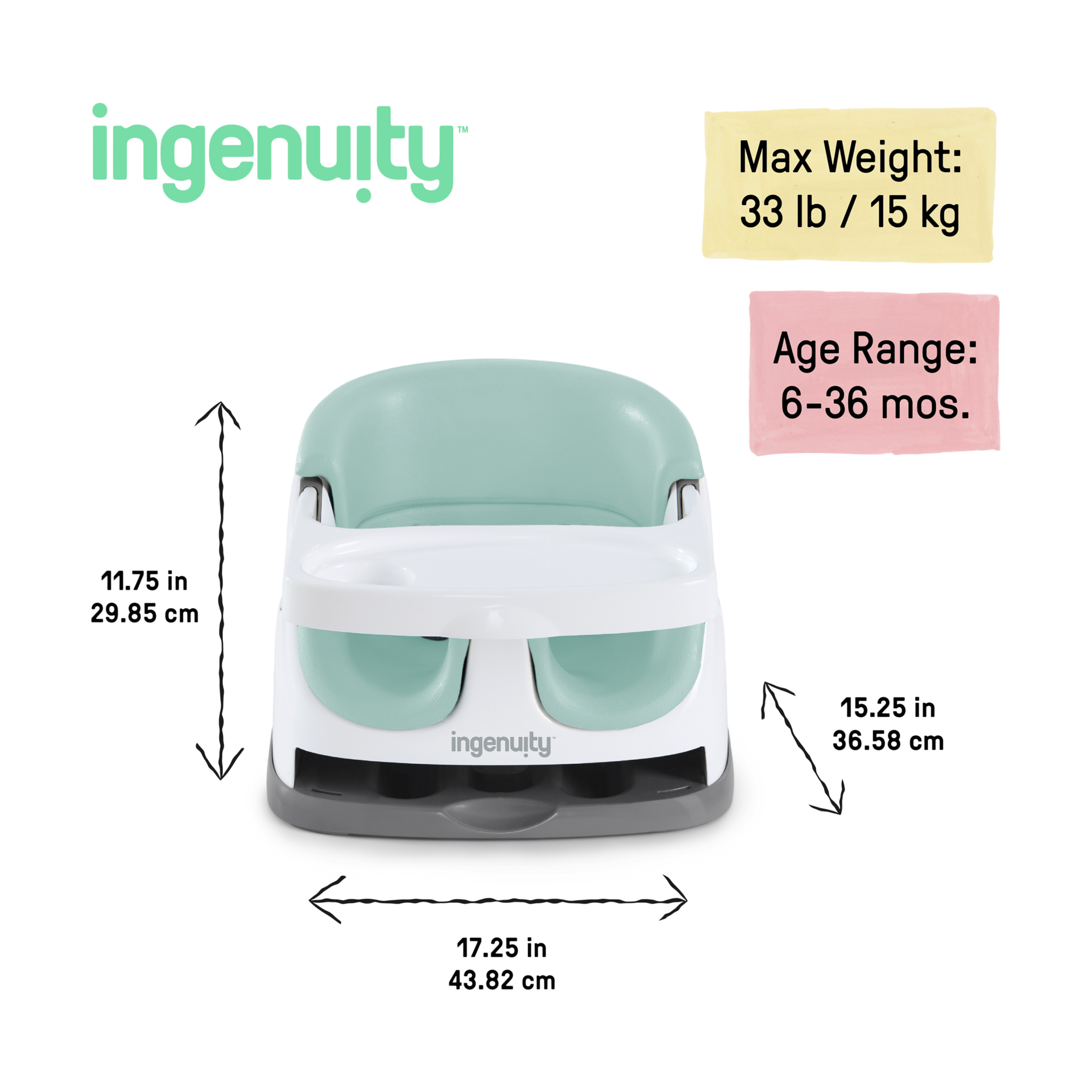 Ingenuity Baby Base 2-in-1 Feeding Booster and Floor Seat - Mist.