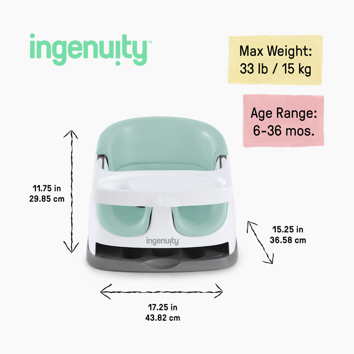 Ingenuity Baby Base 2-in-1 Feeding Booster and Floor Seat - Mist.