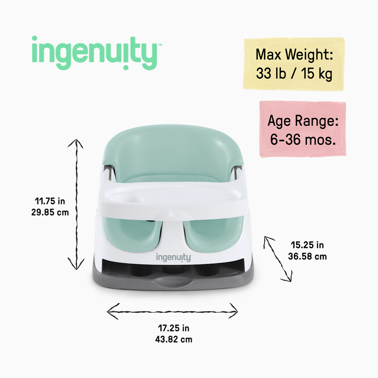 Ingenuity Baby Base 2-in-1 Feeding Booster and Floor Seat - Mist.