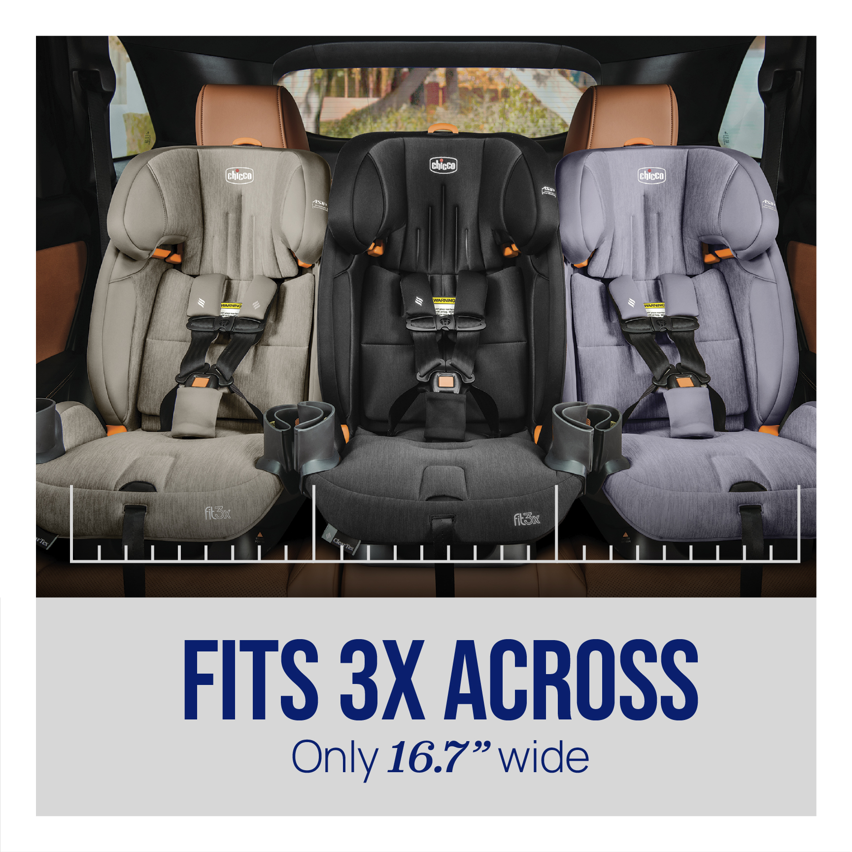 Chicco Fit3x ClearTex Ultra-Slim All-in-One Car Seat - Black.