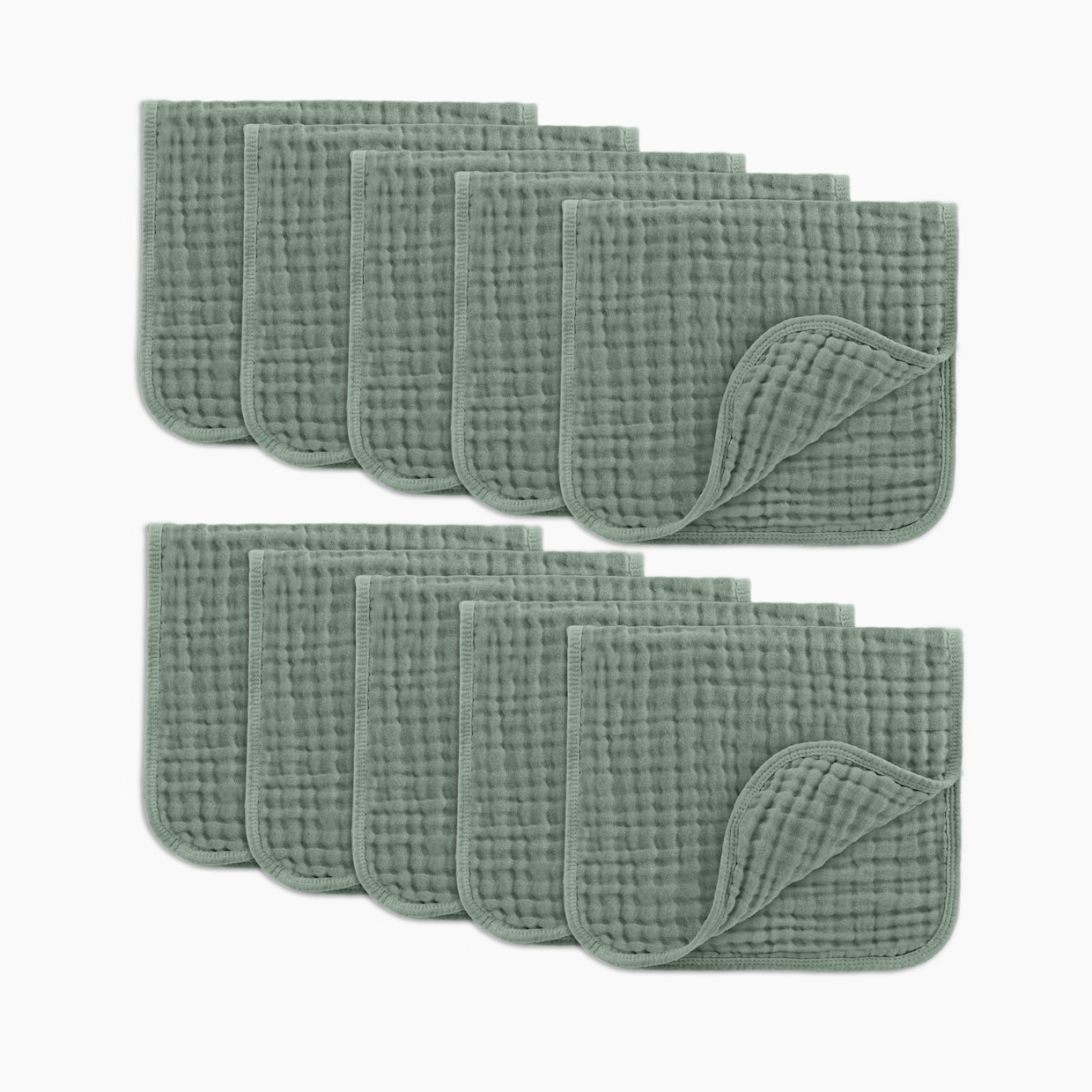 Comfy Cubs 6-Layer Muslin Burp Cloths Set - Fern, 10.