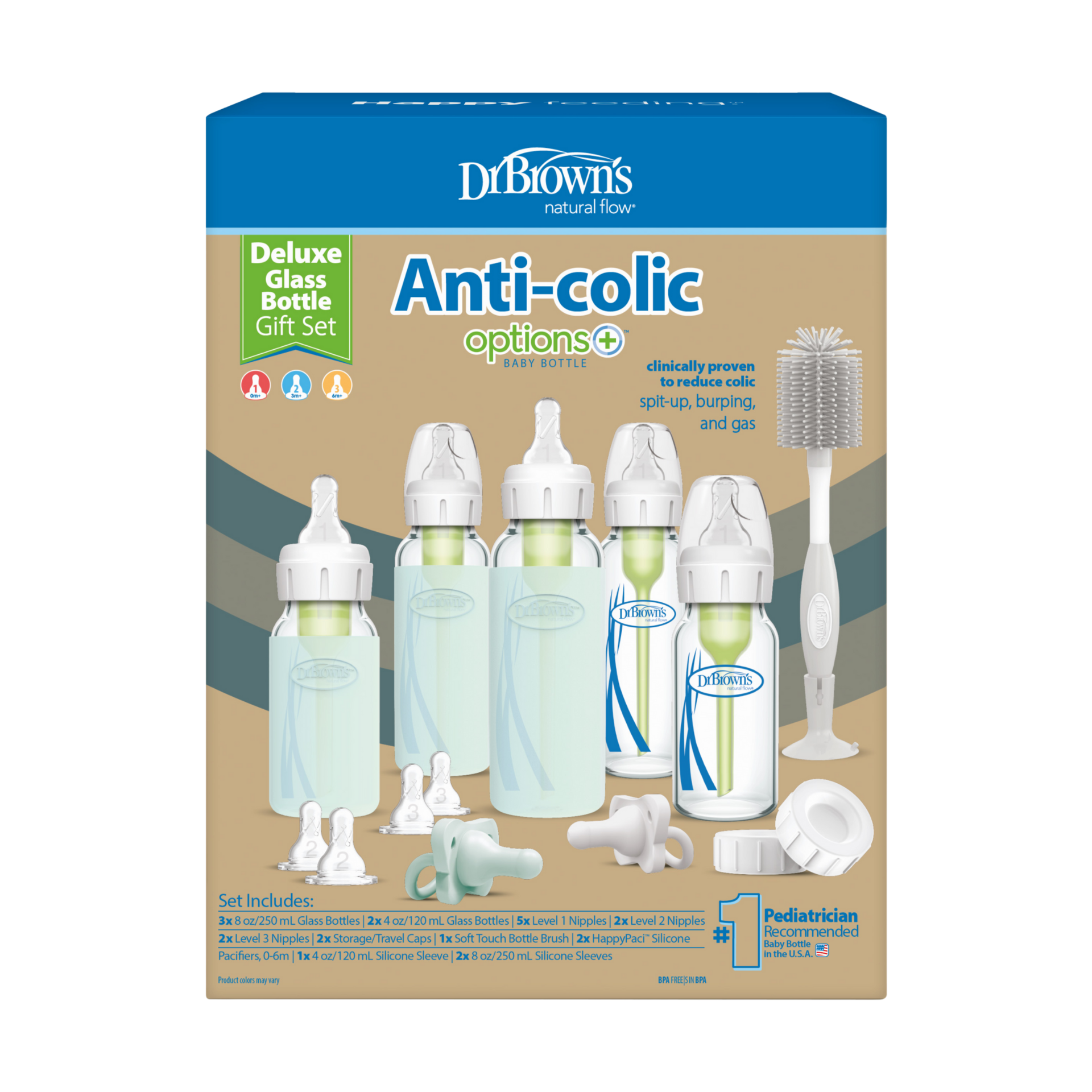 Dr. Brown's Options+ Narrow Glass Baby Bottle Starter Gift Set.