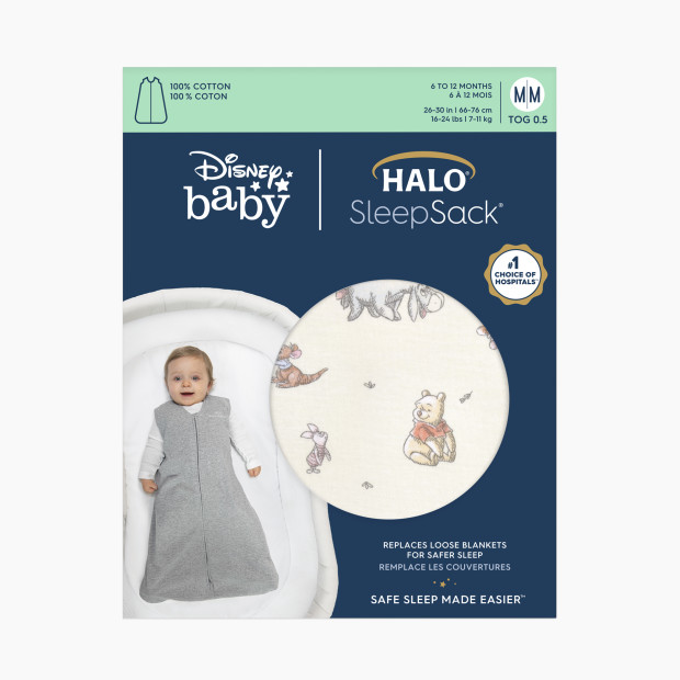 Halo Disney SleepSack Wearable Blanket Cotton - Winnie Frolic, Medium.