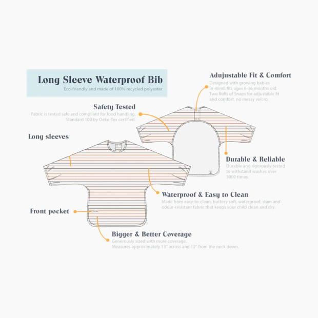 Loulou Lollipop Long Sleeve Waterproof Smock Bib.