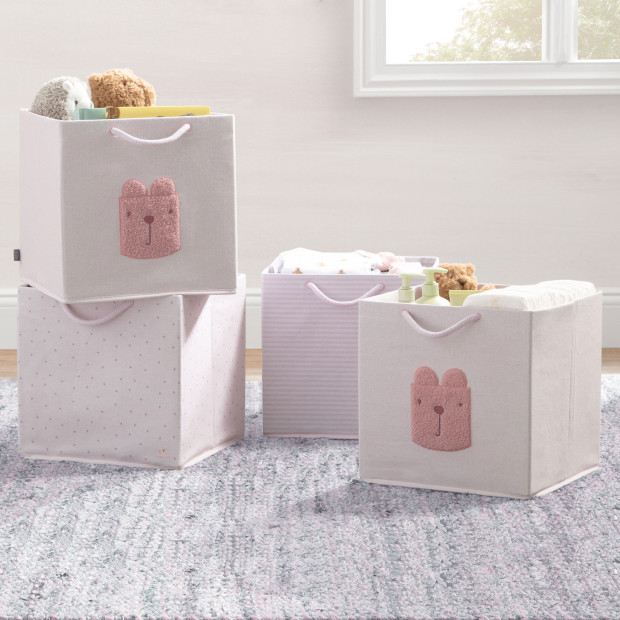 Delta Children babyGap 4-Pack Brannan Bear Fabric Storage Bins with Handles - Pink.