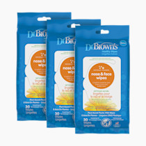 Dr. Brown's Healthy Nose and Face Wipes, Naturally Cleaning and Moisturizing for Baby & Toddler, Plant Based and Hypoallergenic, 30 Count, 3 Pack