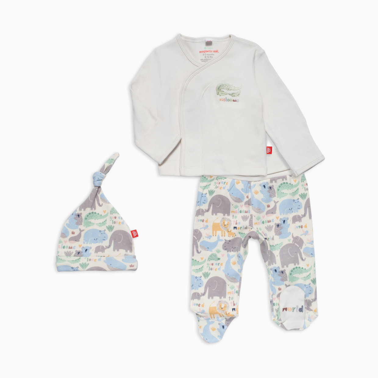 Magnetic Me Organic Cotton Magnetic Wrap 3-Piece Set - Little Lovin, Newborn.