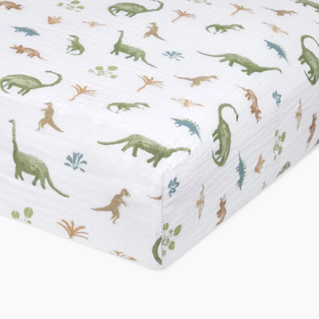 Aden + Anais Essentials Cotton Muslin Crib Sheet - Dino Jungle.