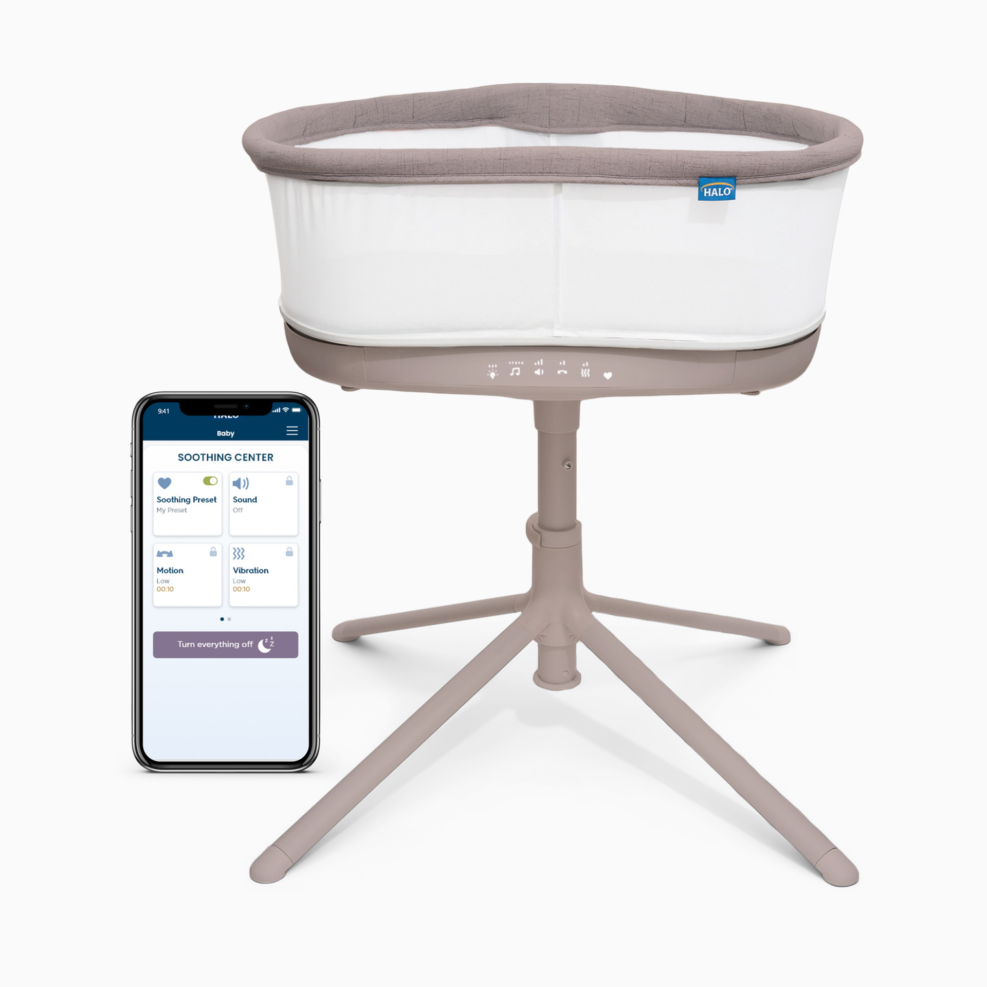 Halo BassiNest Connected Swivel Sleeper 3.0 - Grey | Babylist Shop