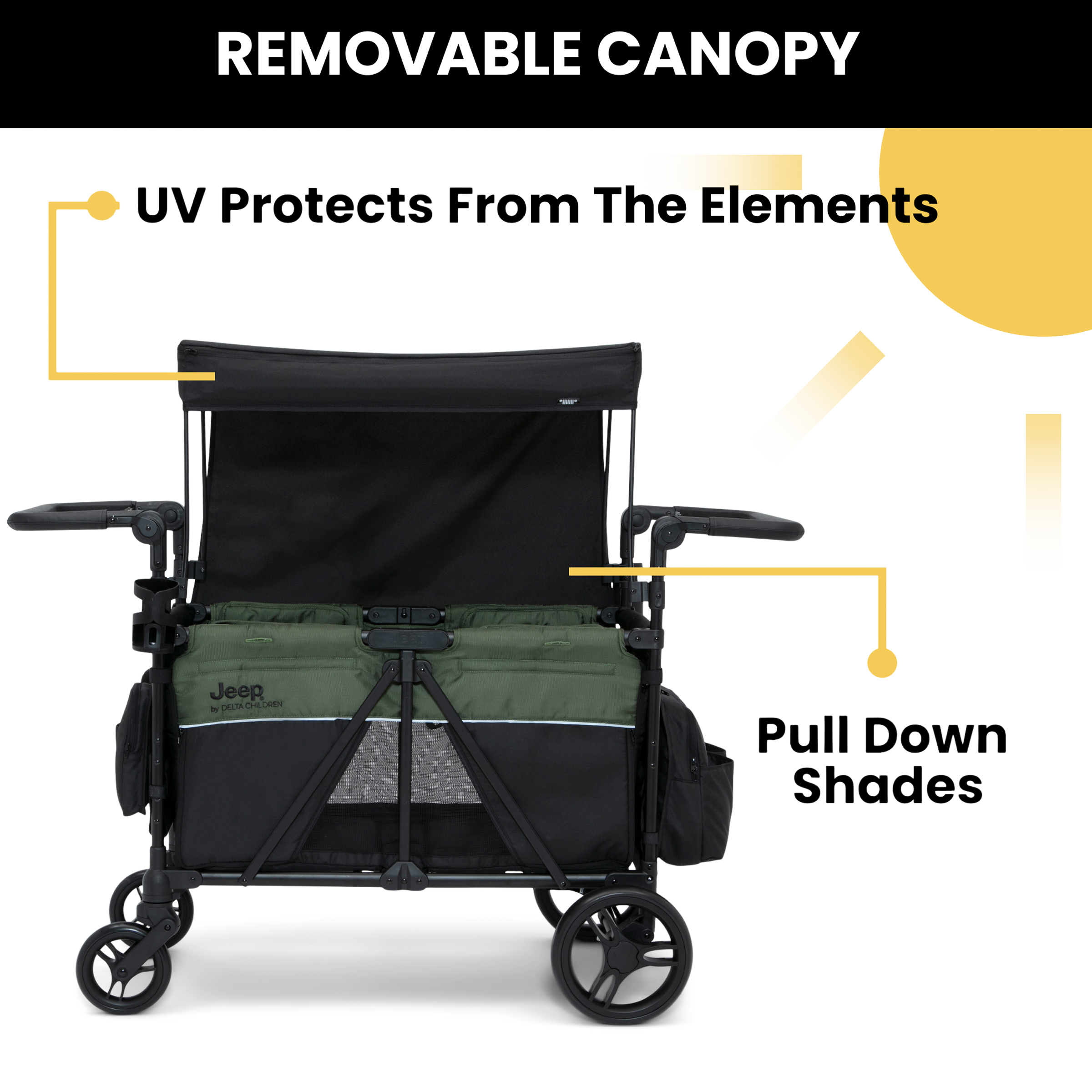 Delta Children Jeep Aries Stroller Wagon - Black/Green.