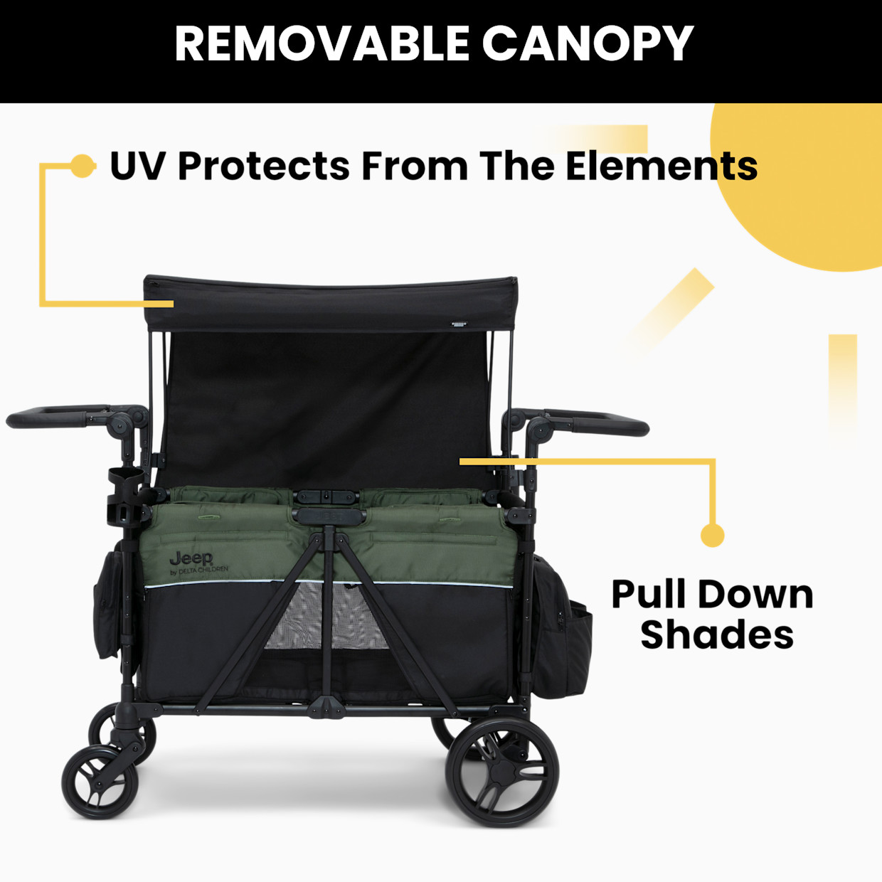 Delta Children Jeep Aries Stroller Wagon - Black/Green.