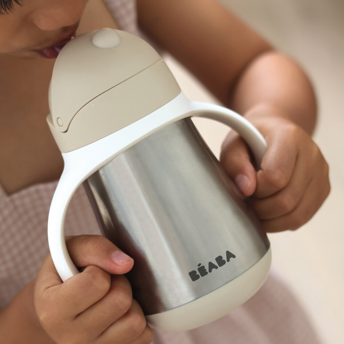 Beaba Stainless Steel Straw Sippy Cup - Oat.