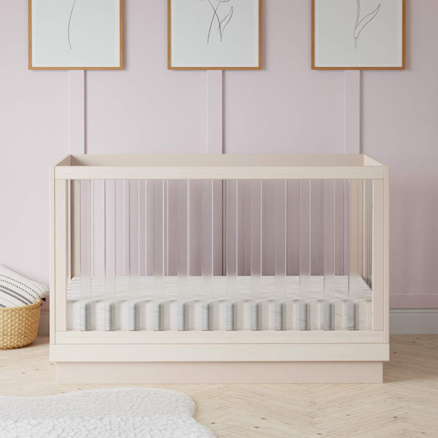 Harlow Acrylic 3-in-1 Convertible Crib with Toddler Bed Conversion Kit.