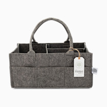 Parker Baby Co. Diaper Caddy - Nursery Storage Bin and Car Organizer for Diapers and Baby Wipes - Charcoal, Large