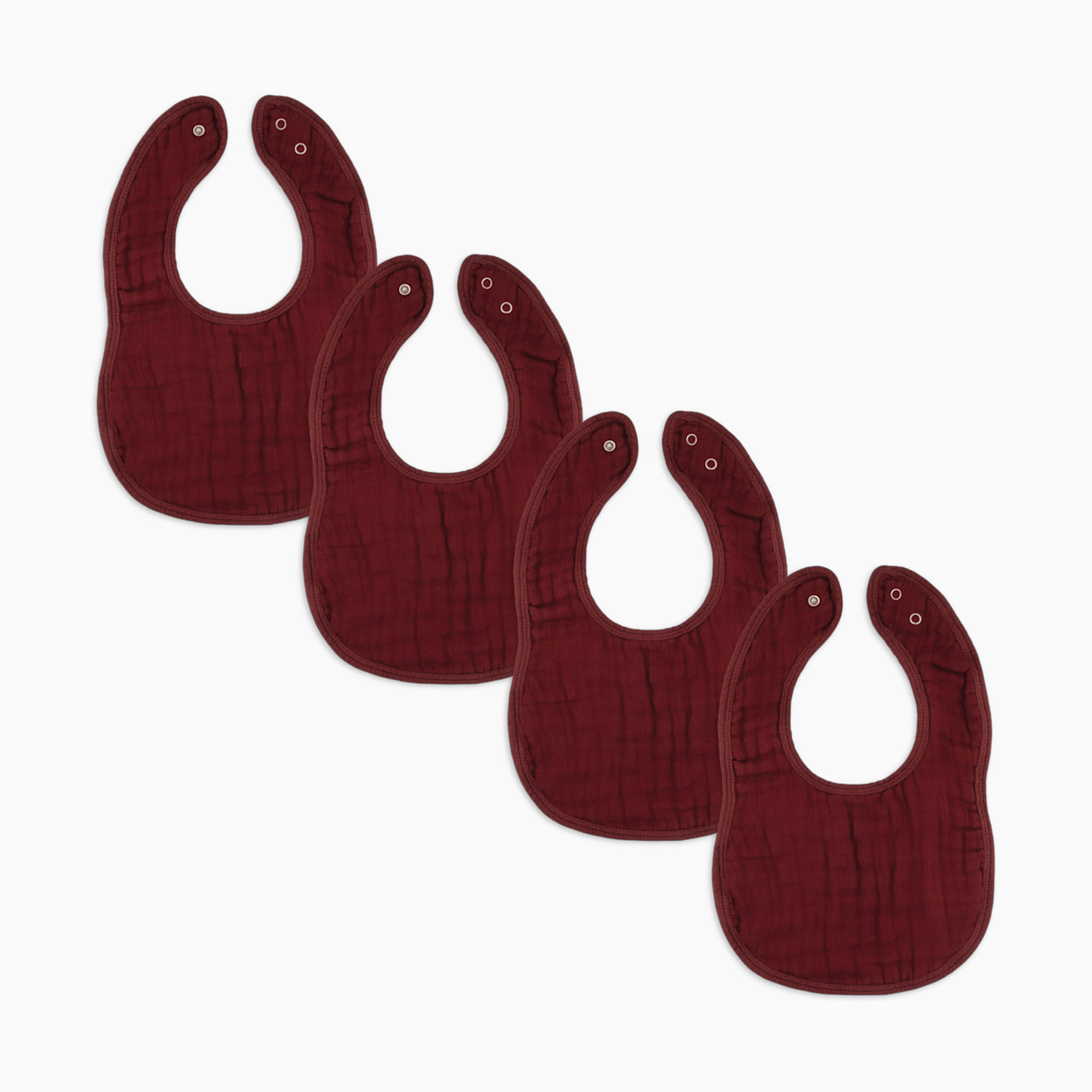 Comfy Cubs Muslin Bibs with Adjustable Snaps (4 Pack) - Wine, 4.