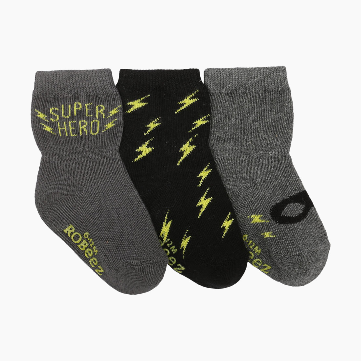 Robeez Socks (3 Pack) - Super Hero, 0-6 Months.