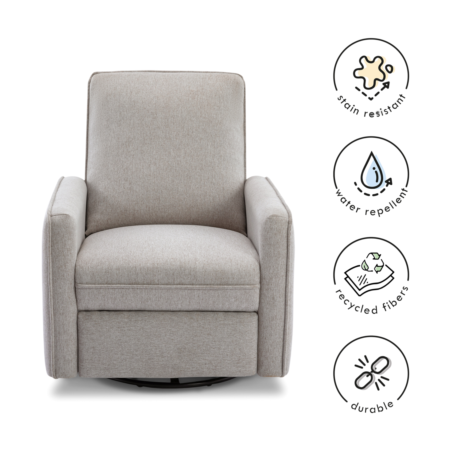 daVinci Penny Recliner and Swivel Glider - Performance Grey Eco Weave.