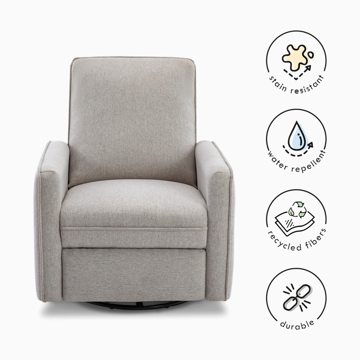 daVinci Penny Recliner and Swivel Glider - Performance Grey Eco Weave.