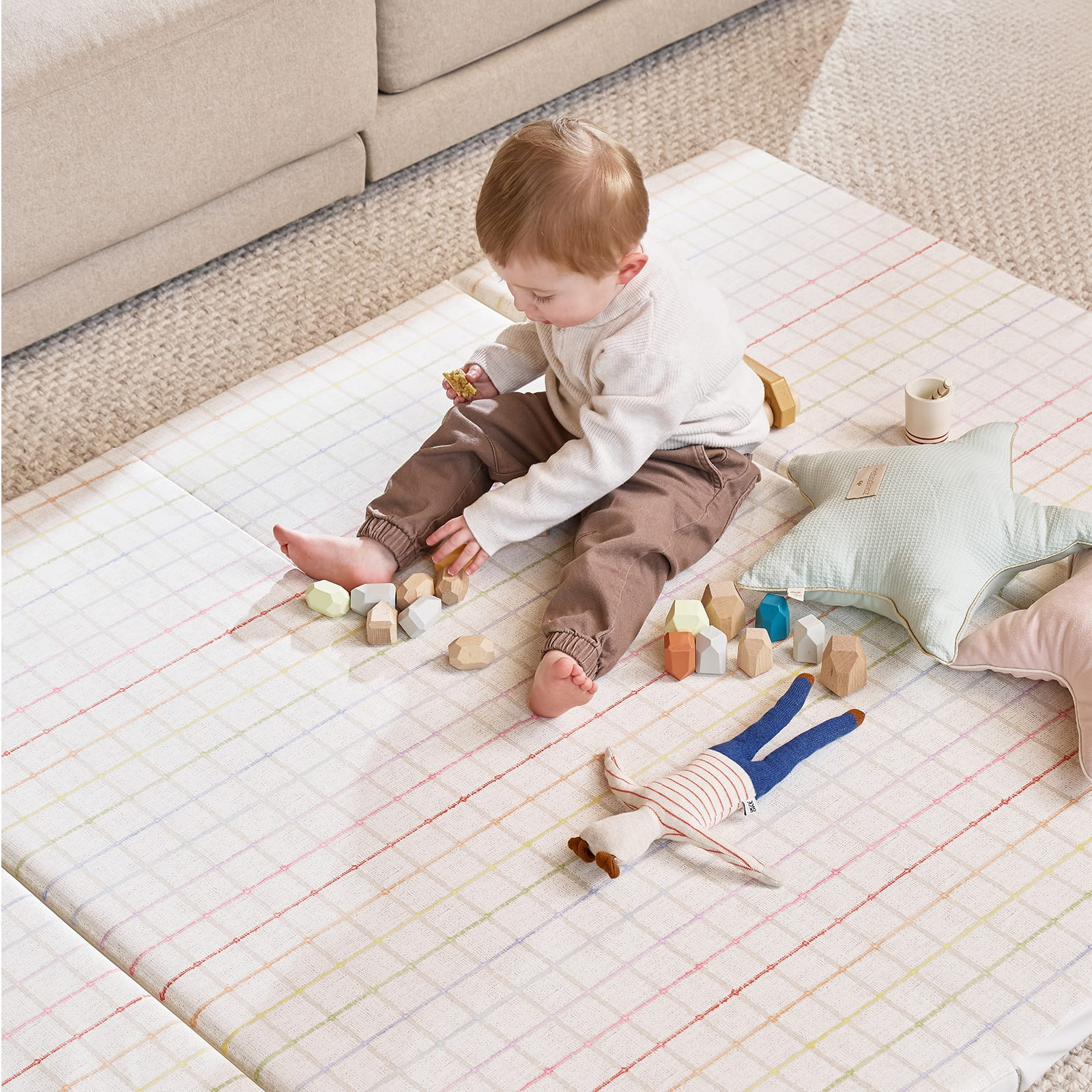 House of Noa Tumbling Mat - Atlas Rainbow Check, 4X6.