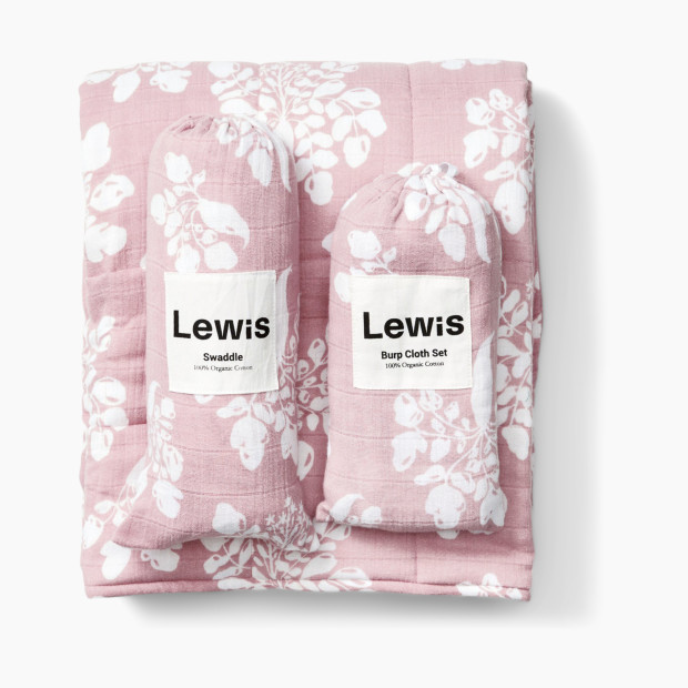 Lewis Muslin Blanket, Swaddle, and Burp Cloth Set Bundle - Parsnip.