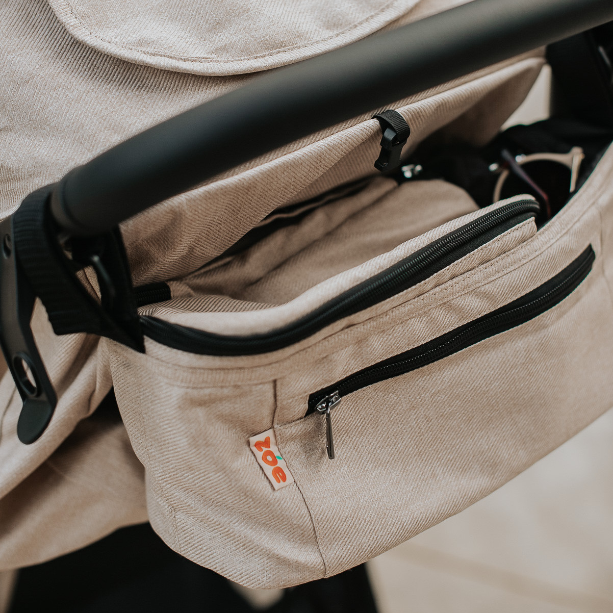 Zoe Single Stroller Organizer - Sand.