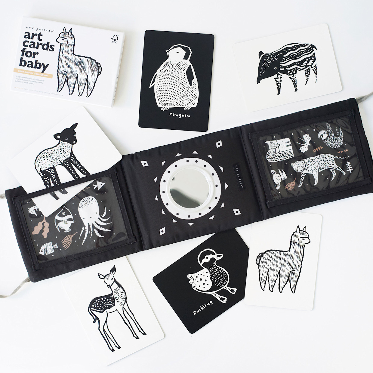Wee Gallery Tummy Time Art Bundle with Gift Box - Baby Animals.