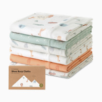 Organic Burp Cloths Baby Boy, Girl - 6-Pack Large Cotton Burping Cloths for Babies, Spit Up Rags, Super Absorbent, Ultra Soft Newborn Rag, Gender Neutral, Machine Washable, Durable (Wilderness)