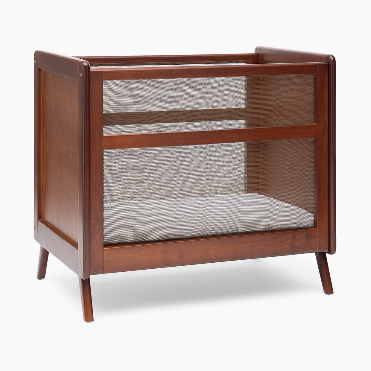 Halo 2-in-1 Breathable Mesh Convertible Mini Crib with Mattress - Walnut.