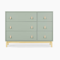 Delta Children babyGap Legacy 6 Drawer Dresser with Leather Pulls and Interlocking Drawers Greenguard Gold Certified, Sage Green w/Natural
