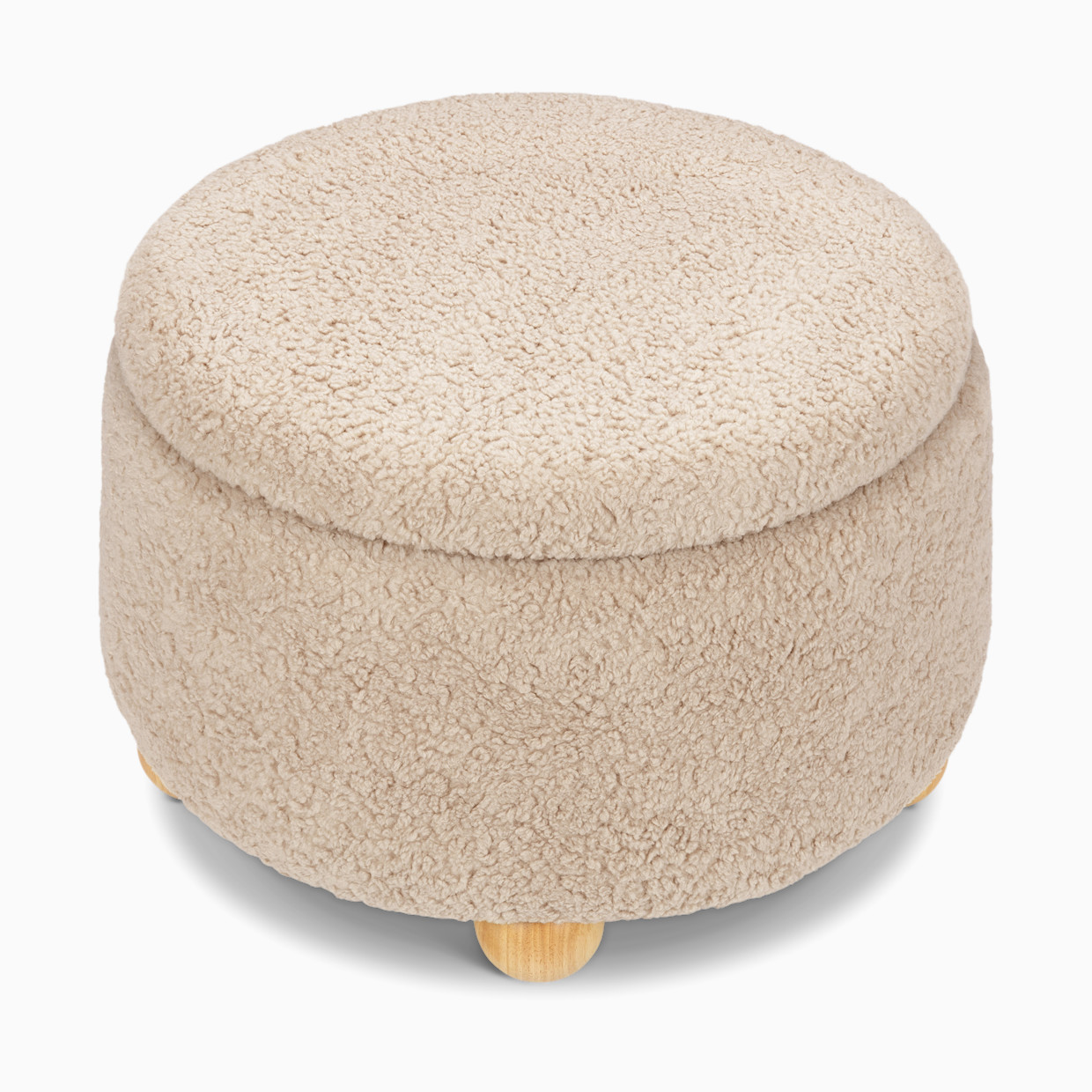 Namesake Tuffet Storage Ottoman - Chai Shearling With Honey Ball Feet.