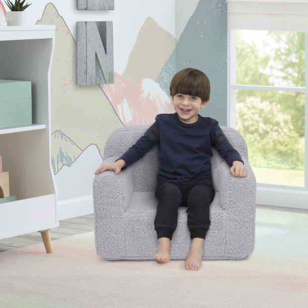 Delta Children Cozee High Pile Fleece Chair - Shepra Grey | Babylist Shop