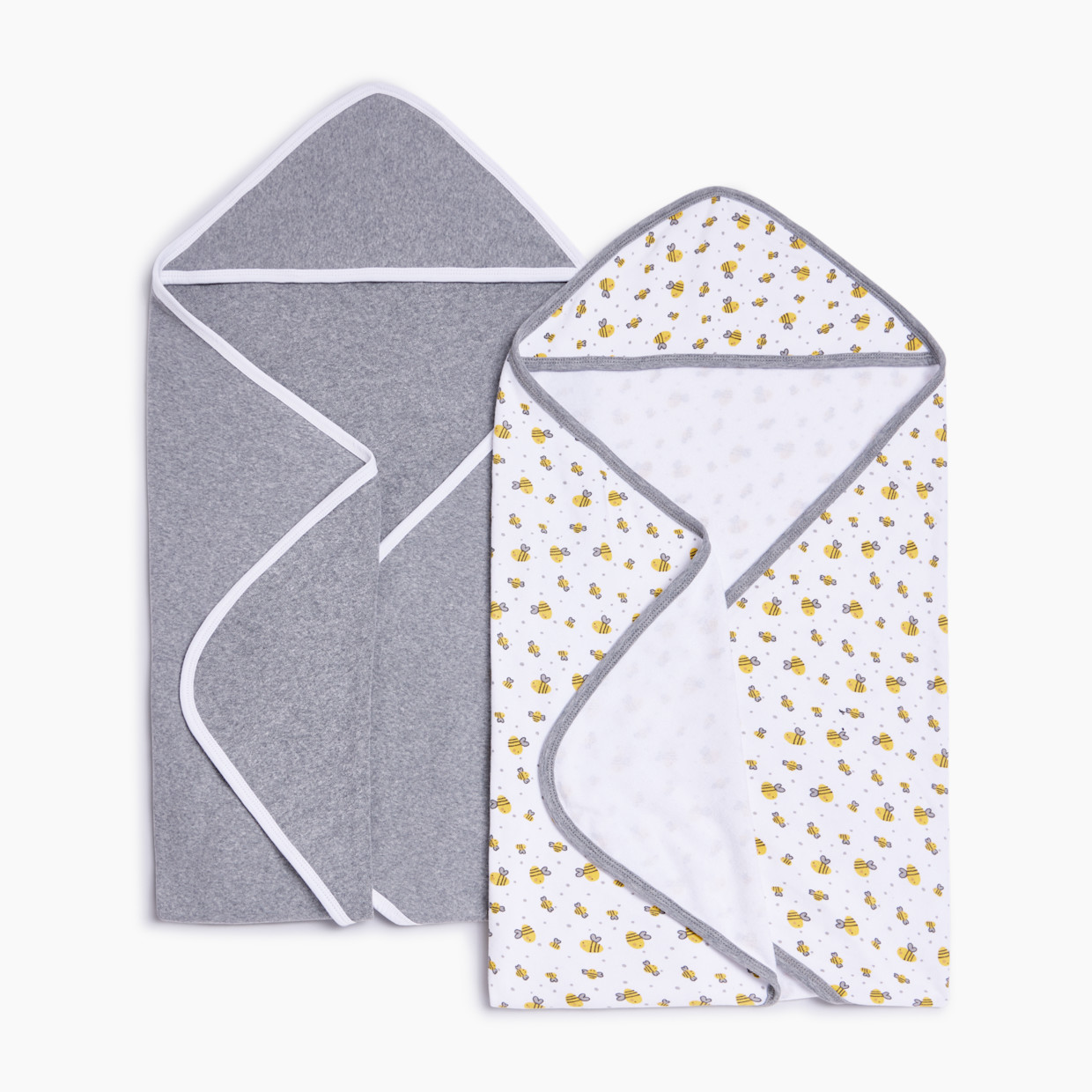 Small Story Organic Towels (2 Pack) - Grey Bees, 0-24.