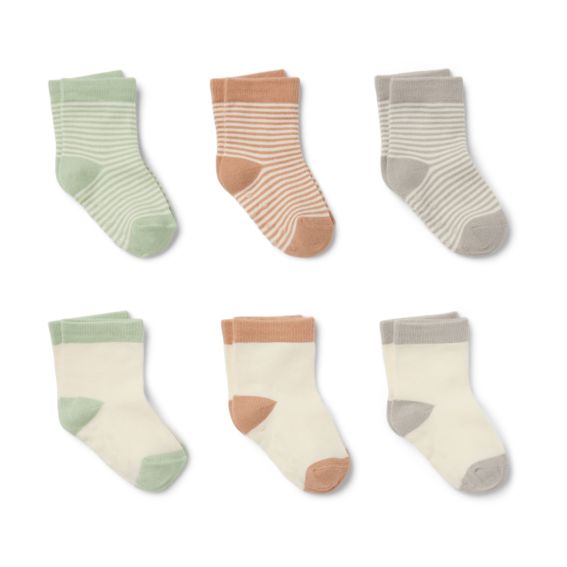 Small Story 6-Pack Crew Socks - Neutrals, 0-3 M.