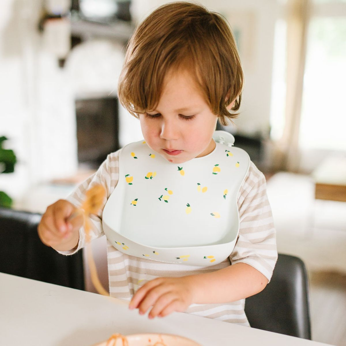 Loulou Lollipop Printed Silicone Bib - Lemon.