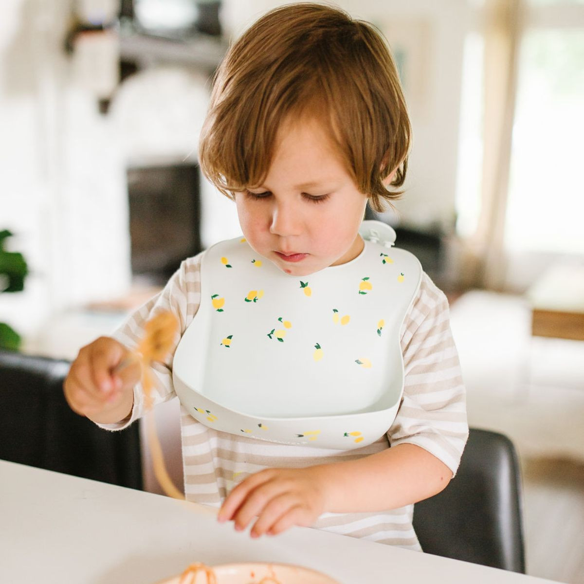 Loulou Lollipop Printed Silicone Bib - Lemon.