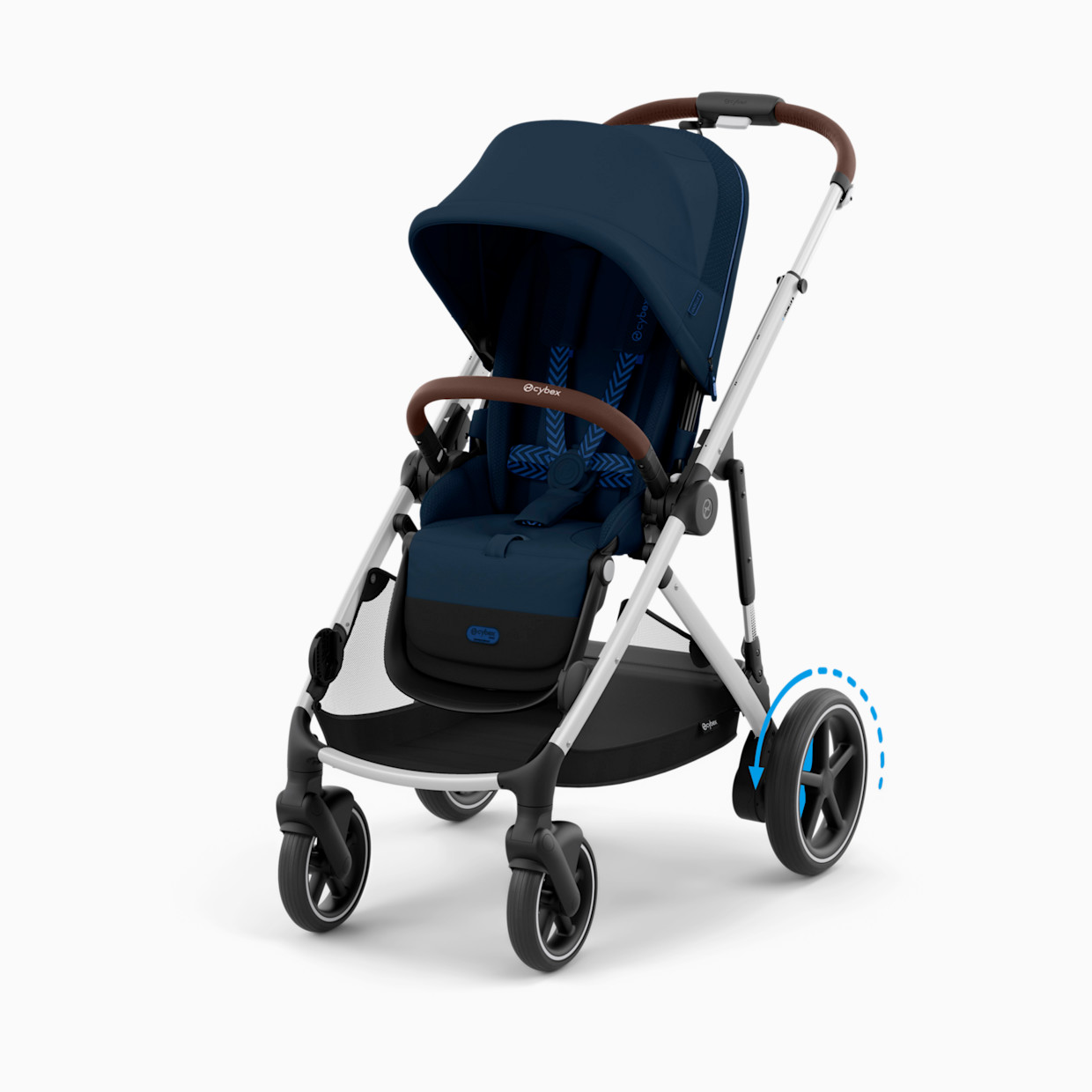 Cybex eGazelle S Electronic Assist Stroller - Silver Frame/Ocean Blue Seat.