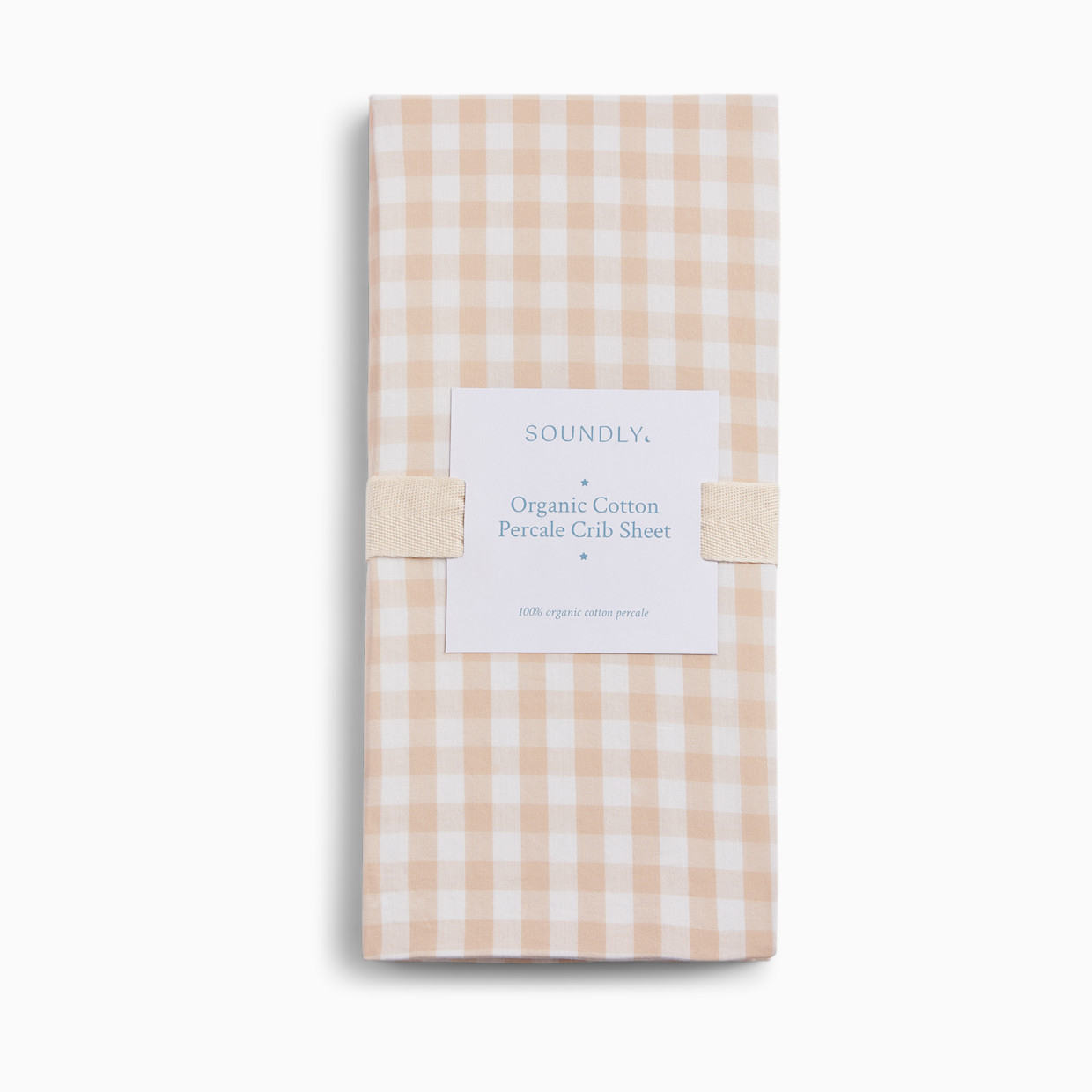 Soundly Percale Organic Crib Sheet - Tan Gingham.